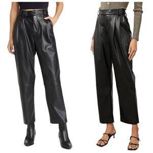 Rails Jo Faux Leather High Waist Tapered Leg Black Trousers Pants Size 10